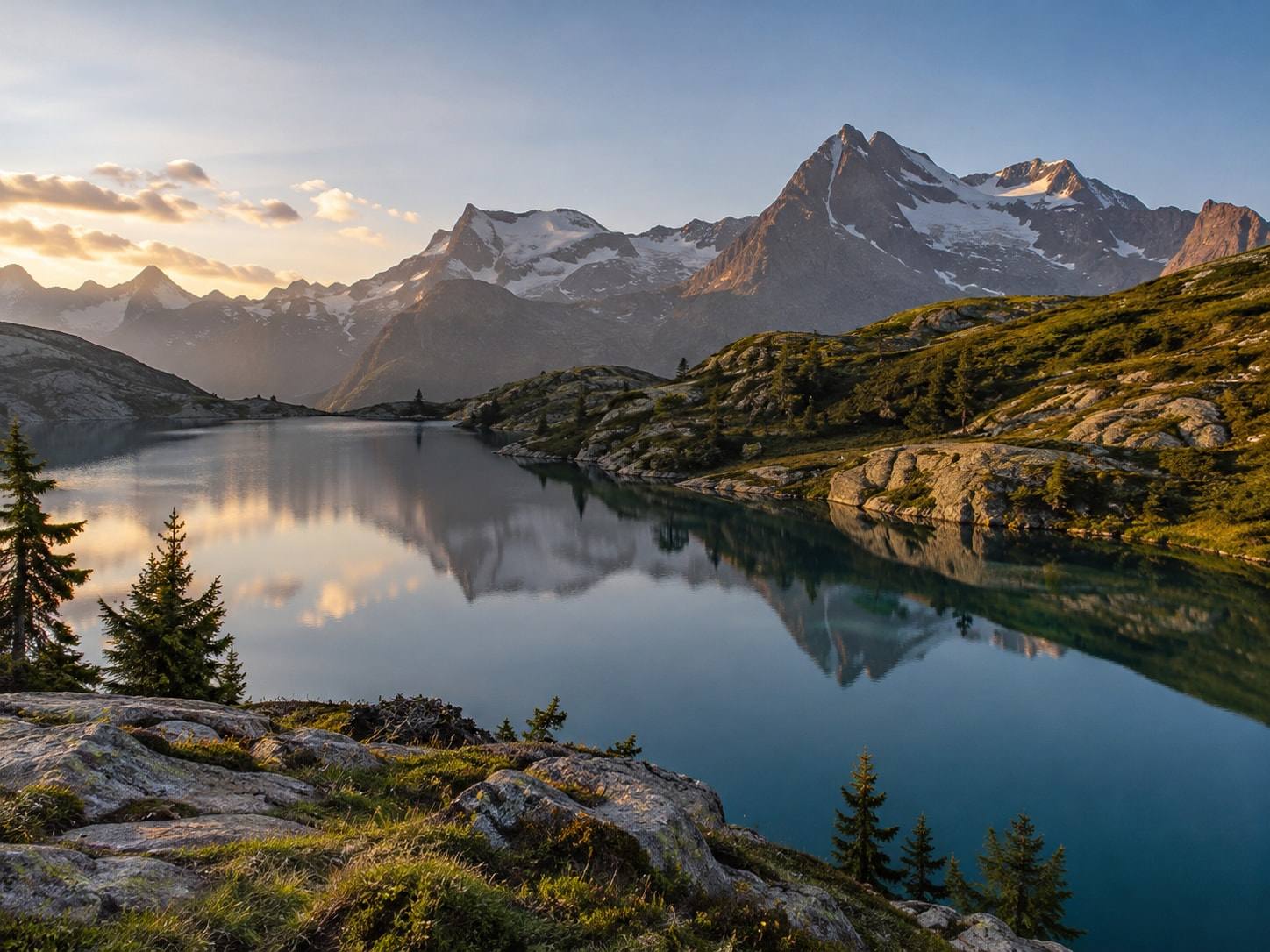 Bergsee im Abendlicht