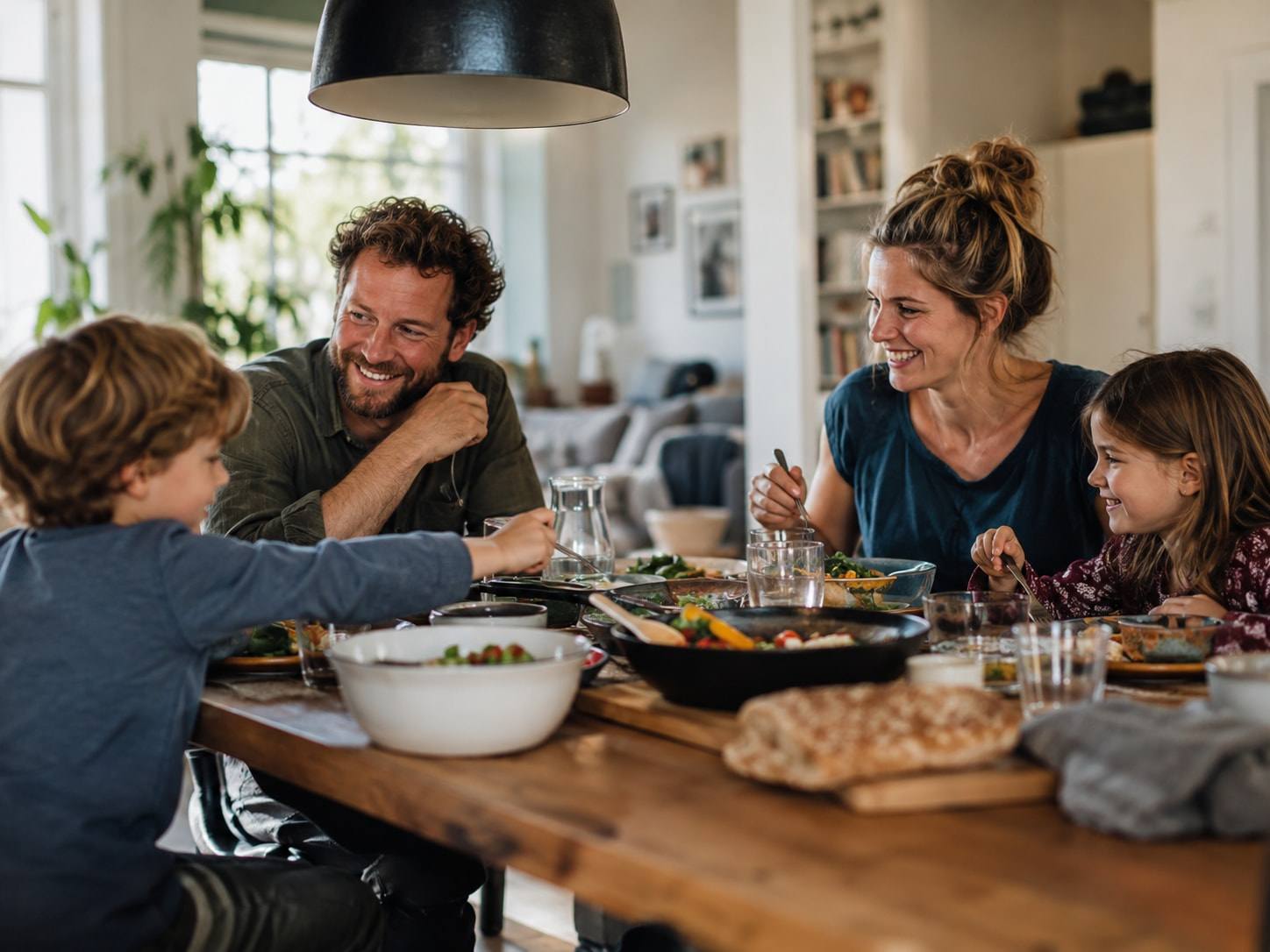 Familie beim gemeinsamen Abendessen